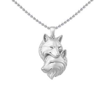 Wolf Soulmates Sterling Silver Pendant TPD6467
